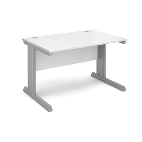 Office Desk Rectangular Desk 1200mm White Tops With Silver Frames 800mm Depth Vivo