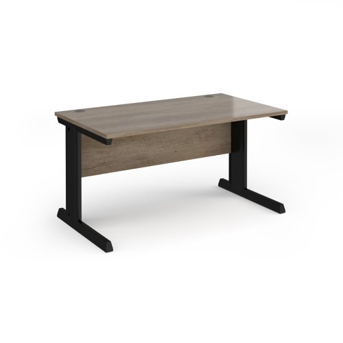 Vivo straight desk 1400mm x 800mm - black frame, Nebraska Oak top