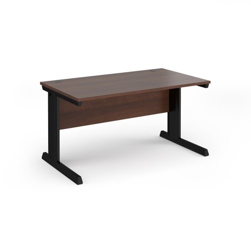 Vivo straight desk 1400mm x 800mm - black frame, walnut top