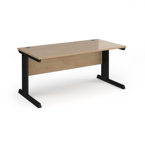 Vivo straight desk 1600mm x 800mm - black frame, Kendal Oak top