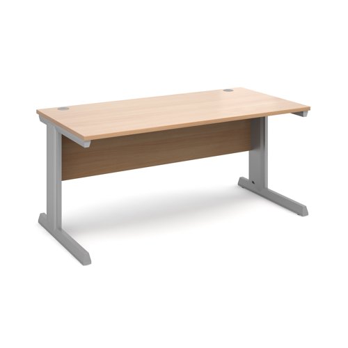 Vivo straight desk 1600mm x 800mm - silver frame, beech top