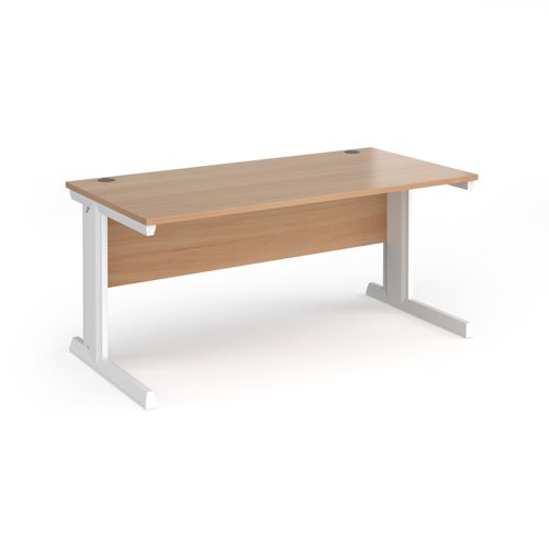 Vivo straight desk 1600mm x 800mm - white frame, beech top