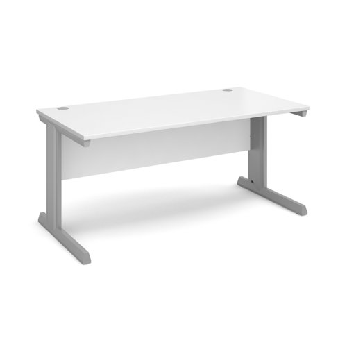 Vivo straight desk 1600mm x 800mm - silver frame, white top