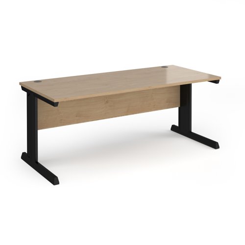 Vivo straight desk 1800mm x 800mm - black frame, Kendal Oak top
