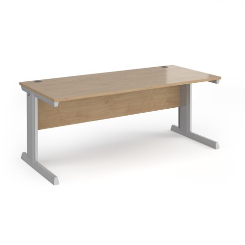 Vivo straight desk 1800mm x 800mm - silver frame, Kendal Oak top