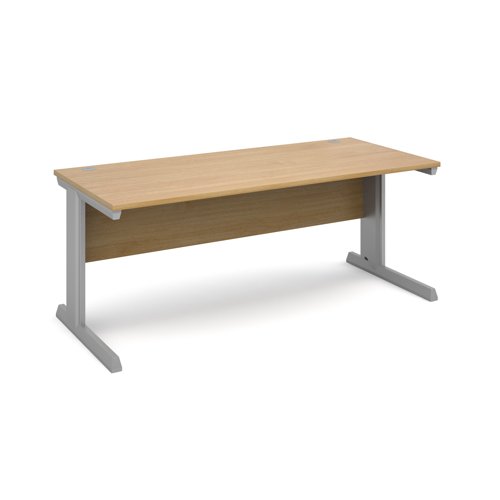 Vivo straight desk 1800mm x 800mm - silver frame, oak top