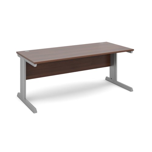 Vivo straight desk 1800mm x 800mm - silver frame, walnut top