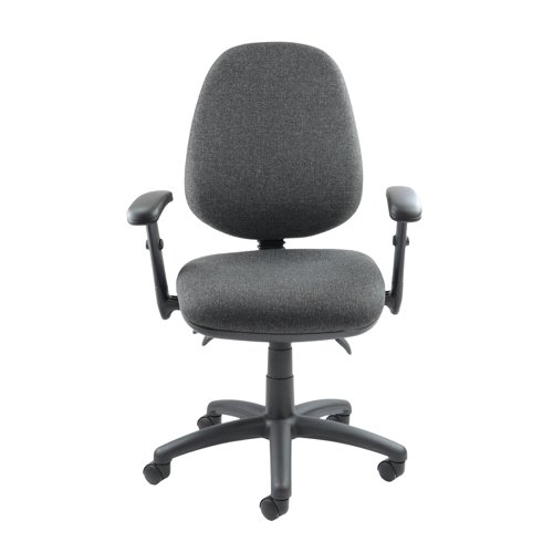 V202-00-C Vantage 200 3 lever asynchro operators chair with adjustable arms - charcoal