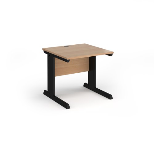 Vivo straight desk 800mm x 800mm - black frame, beech top