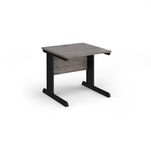 Vivo straight desk 800mm x 800mm - black frame, Grey Oak top