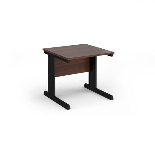 Vivo straight desk 800mm x 800mm - black frame, walnut top