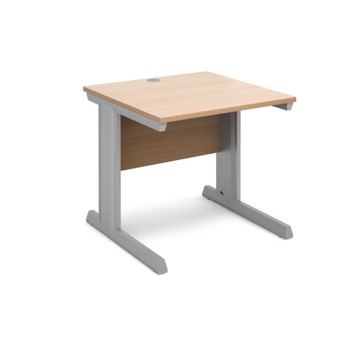 Vivo straight desk 800mm x 800mm - silver frame, beech top