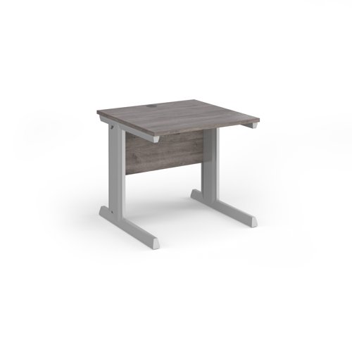Vivo straight desk 800mm x 800mm - silver frame, Grey Oak top