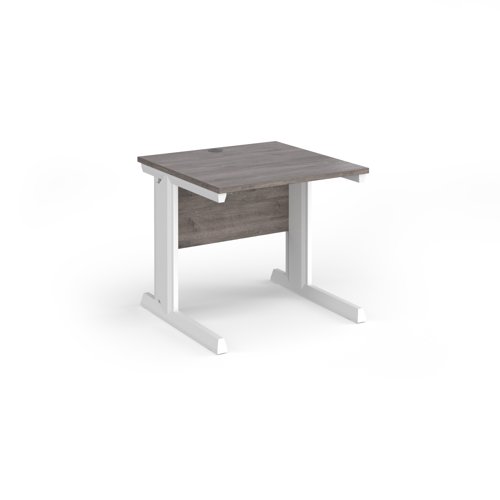 Vivo straight desk 800mm x 800mm - white frame, Grey Oak top