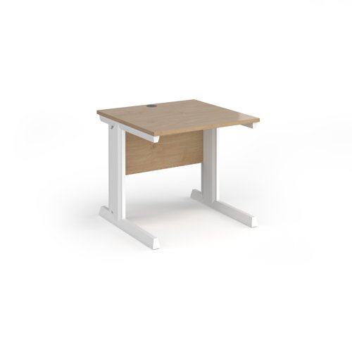 Vivo straight desk 800mm x 800mm - white frame, Kendal Oak top
