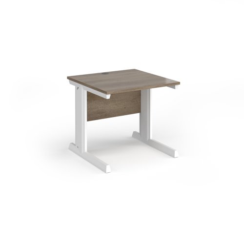 Vivo straight desk 800mm x 800mm - white frame, Nebraska Oak top