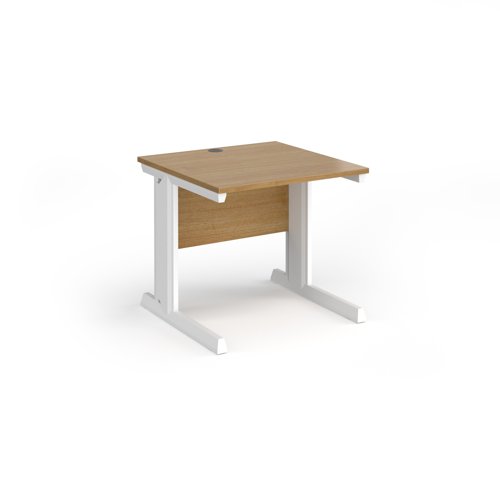 Vivo straight desk 800mm x 800mm - white frame, oak top