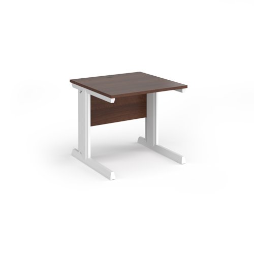 Vivo straight desk 800mm x 800mm - white frame, walnut top