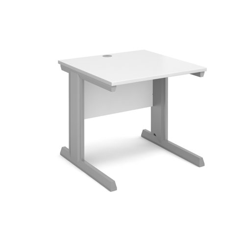 Vivo straight desk 800mm x 800mm - silver frame, white top