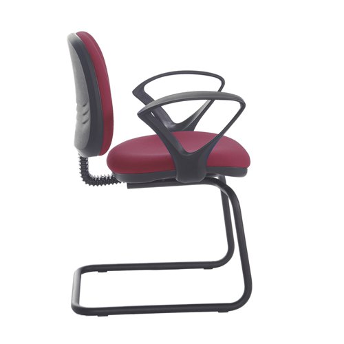 Jota fabric visitors chair with fixed arms - made to order