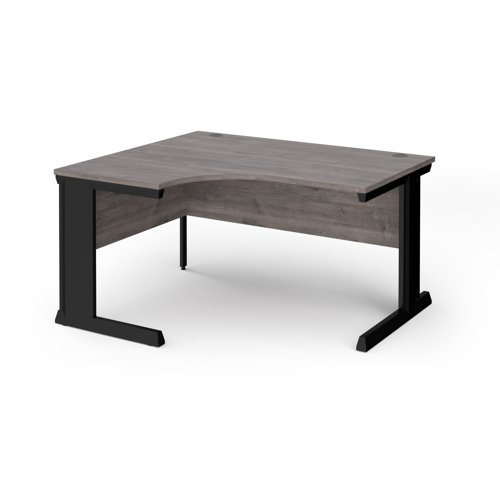 Vivo left hand ergonomic desk 1400mm - black frame, Grey Oak top