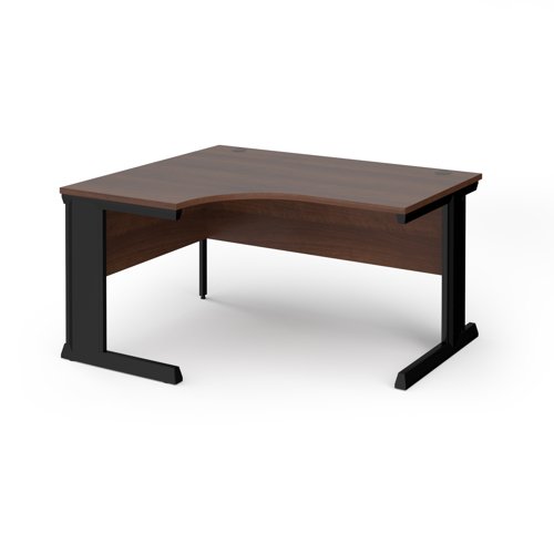 Vivo left hand ergonomic desk 1400mm - black frame, walnut top
