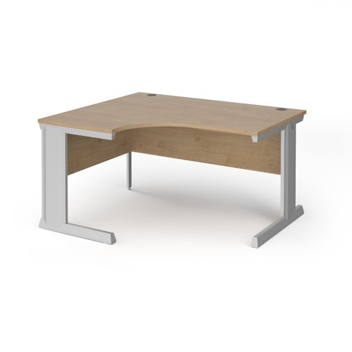 Vivo left hand ergonomic desk 1400mm - silver frame, Kendal Oak top