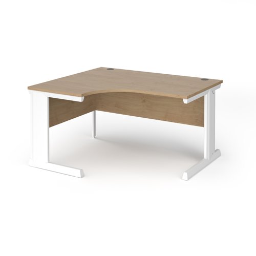 Vivo left hand ergonomic desk 1400mm - white frame, Kendal Oak top