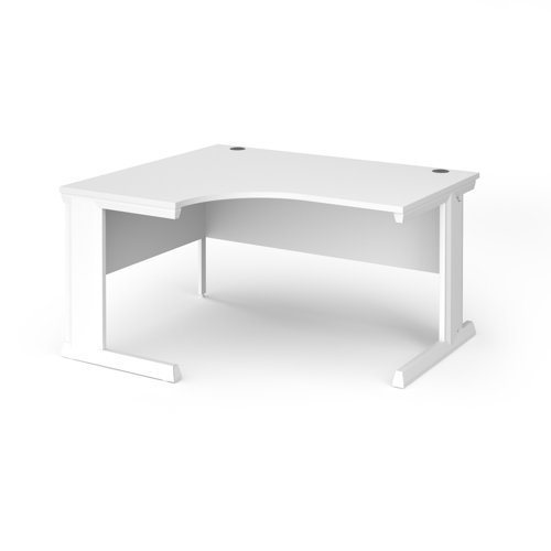 Vivo left hand ergonomic desk 1400mm - white frame, white top