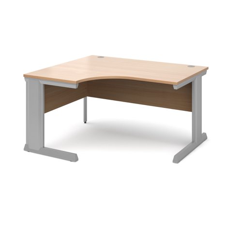 Office Desk Left Hand Corner Desk 1400mm Beech Top With Silver Frame 800mm Depth Vivo