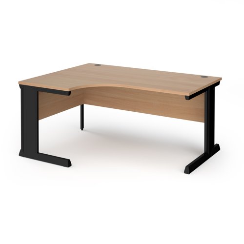 Vivo left hand ergonomic desk 1600mm - black frame, beech top