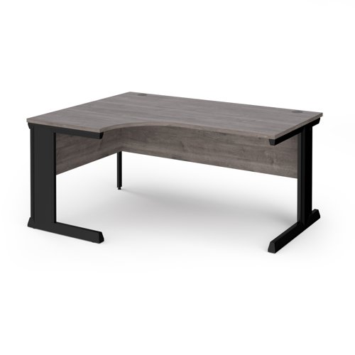 Vivo left hand ergonomic desk 1600mm - black frame, Grey Oak top