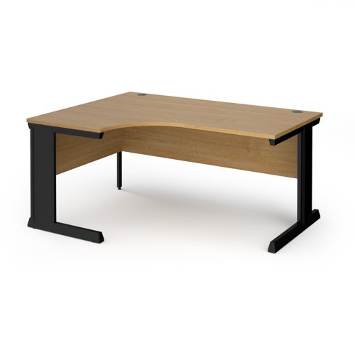 Vivo left hand ergonomic desk 1600mm - black frame, oak top