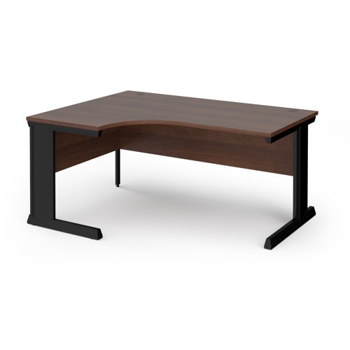 Vivo left hand ergonomic desk 1600mm - black frame, walnut top