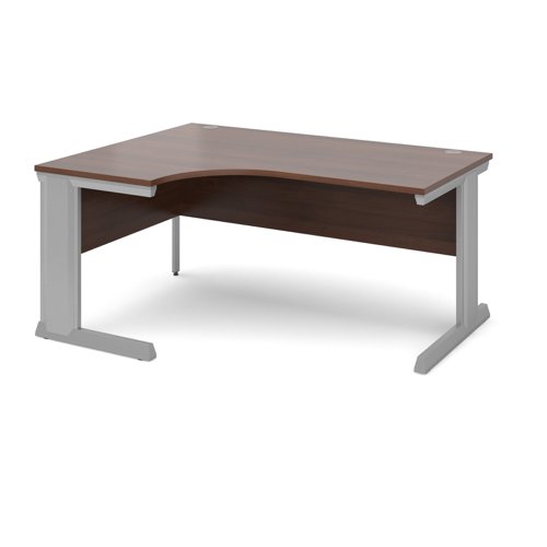Vivo left hand ergonomic desk 1600mm - silver frame, walnut top