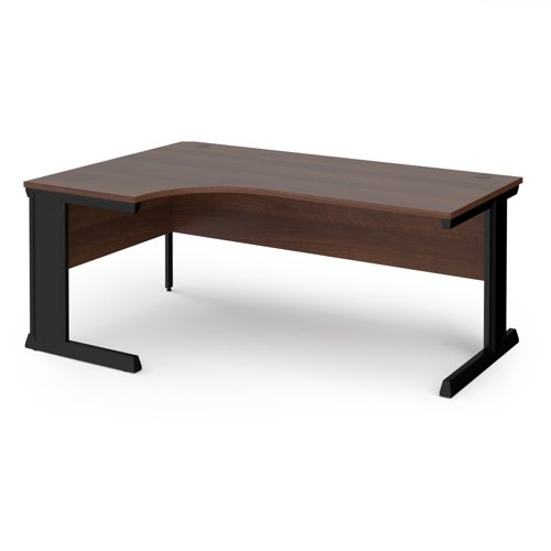 Vivo left hand ergonomic desk 1800mm - black frame, walnut top