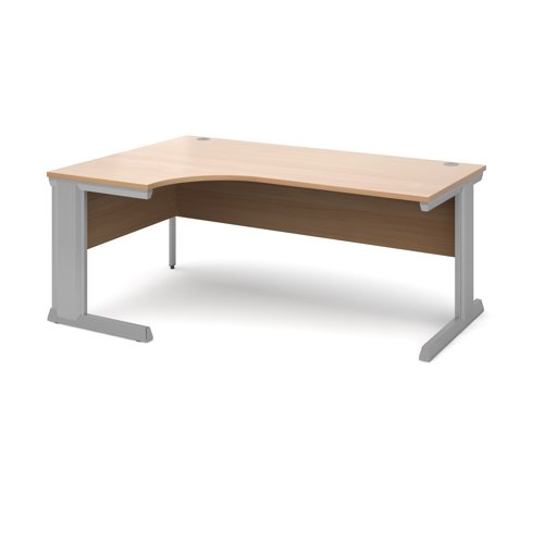 Vivo left hand ergonomic desk 1800mm - silver frame, beech top