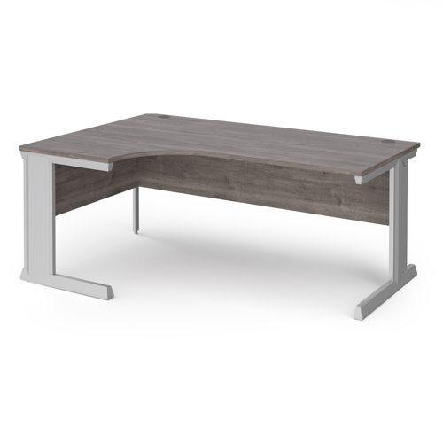 Vivo left hand ergonomic desk 1800mm - silver frame, Grey Oak top