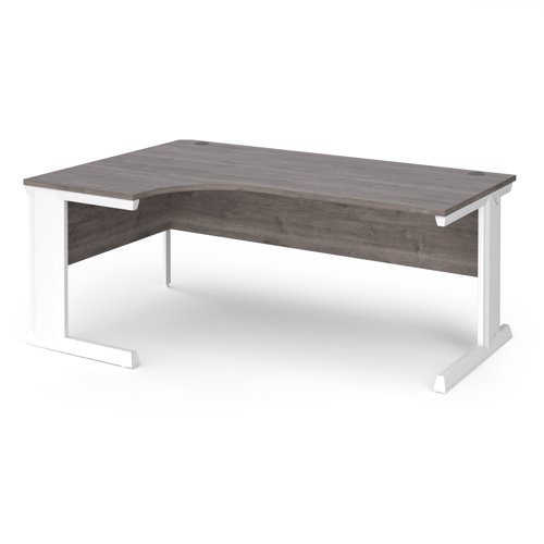 Vivo left hand ergonomic desk 1800mm - white frame, Grey Oak top