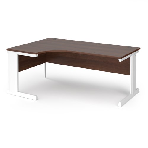 Vivo left hand ergonomic desk 1800mm - white frame, walnut top