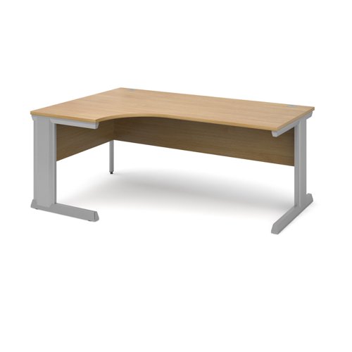 Office Desk Left Hand Corner Desk 1800mm Oak Top With Silver Frame 800mm Depth Vivo