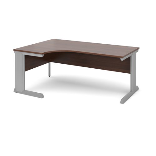 Office Desk Left Hand Corner Desk 1800mm Walnut Top With Silver Frame 800mm Depth Vivo