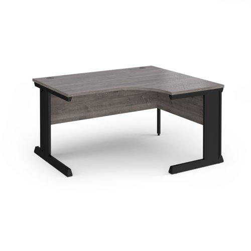 Vivo right hand ergonomic desk 1400mm - black frame, Grey Oak top