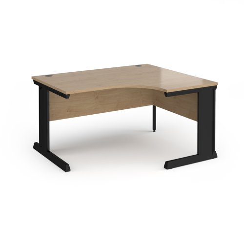 Vivo right hand ergonomic desk 1400mm - black frame, Kendal Oak top