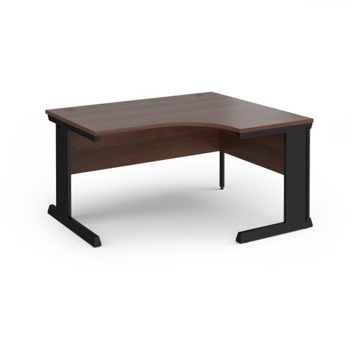 Vivo right hand ergonomic desk 1400mm - black frame, walnut top