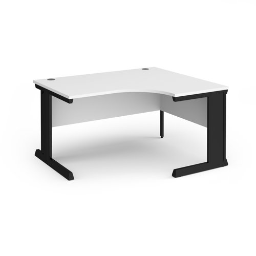 Vivo right hand ergonomic desk 1400mm - black frame, white top