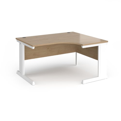 Vivo right hand ergonomic desk 1400mm - white frame, Kendal Oak top