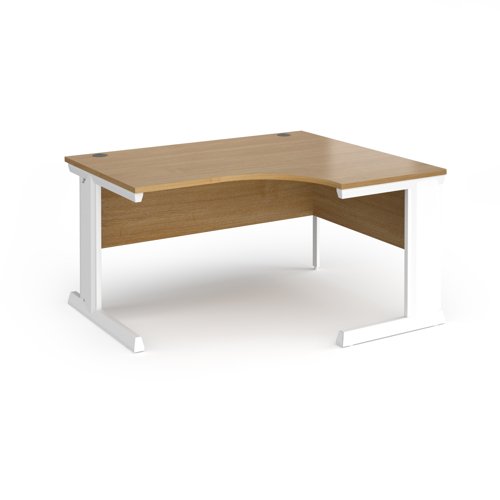 Vivo right hand ergonomic desk 1400mm - white frame, oak top