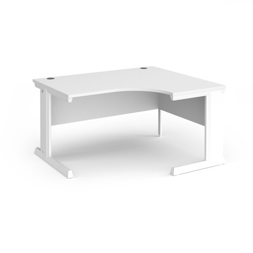Vivo right hand ergonomic desk 1400mm - white frame, white top