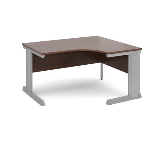 Vivo right hand ergonomic desk 1400mm - silver frame, walnut top